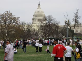 All the while, people continued streaming past us onto the Capitol grounds.