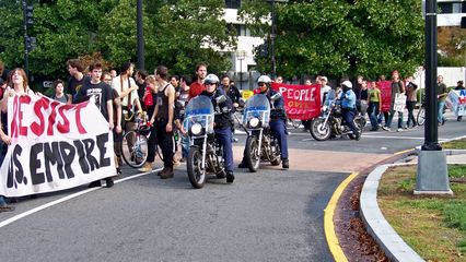 Our protest march looped once around Thomas Circle before entering the park at the circle's center.