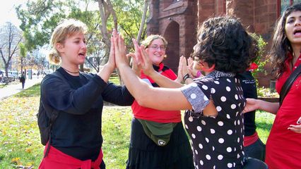 Performing 3-6-9 outside of Luther Place.