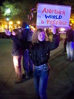 One of a handful of mainstream demonstrators in Dupont Circle for this late-night march.