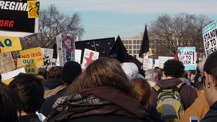 The black bloc, along with a significant amount of mainstream marchers, returns to the street.