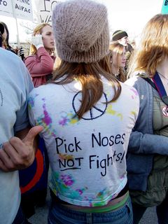 Another great shirt I saw was this one that advocated picking noses rather than fights.
