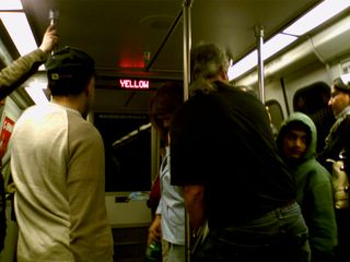 On Breda 3278 going towards Huntington, it was quite the crowded scene on the train, with participants at the Washington Auto Show boarding at Mt. Vernon Square, and participants in the protest boarding at Gallery Pl-Chinatown, Archives-Navy Mem'l-Penn Quarter, and L'Enfant Plaza.