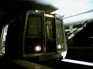 A Yellow Line train awaits passengers at Pentagon City.