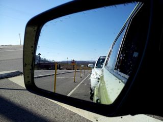 On November 22, 2012, I was headed down to Stuarts Draft to see my parents for Thanksgiving.  Here's a view out the left side mirror as I was waiting to turn onto Route 608 from Ladd Road.