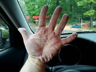 I photographed my hands while sitting in the Soul on June 2, 2013, after Melissa and I had finished our tubing adventure down in Luray.  This is what several hours in the water will do to a pair of hands.