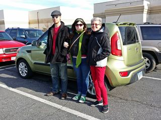 On January 13, 2014, my brother-in-law Chris, my sister, and my mother pose for a photo in front of the Soul outside Staunton Mall.