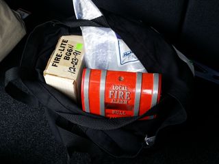 Transporting fire alarms to Ellicott City in the back of the Soul on May 26, for my second time meeting up with Elyse.