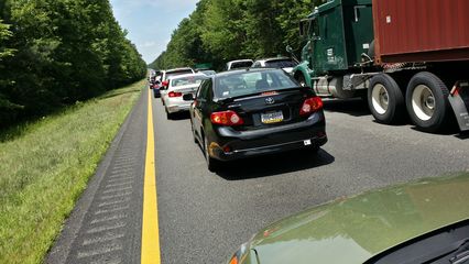 Stuck in traffic on Interstate 64 in Virginia, near West Point.