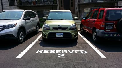 On July 7, I finally got a reserved parking space.  I now had my own spot directly in front of the door, and no longer had to hunt to find a parking space when I came home late at night.  This would be my space for a little more than two years.