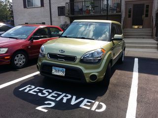 The Soul sits in my reserved parking space, grounded for two weeks while I was wearing the boot full time.