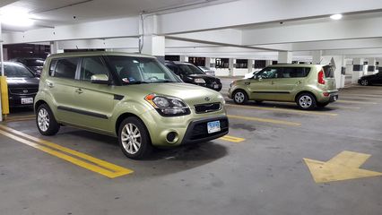 On April 4, 2017, after a visit to the then-new Dave and Buster's in Silver Spring, I spotted a Soul nearly identical to mine.  The other Soul had a slightly different spoiler, different wheels, and extra lights, but otherwise looked the same.  So I got a few photos in the parking lot.
