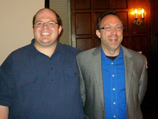 With Wikipedia founder Jimbo Wales at Georgetown. I was by now very well versed in how this walking thing worked, and was swimming a few times a week.