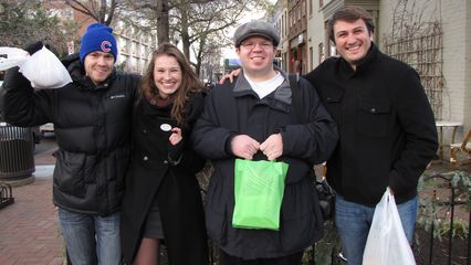 At Eastern Market with Alex Patton, Genna, and Alex Beauchamp. Compare this to a similar photo taken at Eastern Market in 2010.