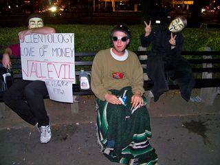 Three DC Anons parked themselves at the edge of Dupont Circle, and saw us off on our march. What a surprise it was to see them at a World Bank march! People in Guy Fawkes masks were the last thing I would have expected to see...