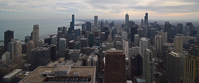 View from the observatory at the John Hancock Center in Chicago, Illinois.