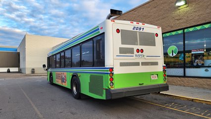 The bus was a Gillig Low Floor operated by WRTA, or Western Reserve Transit Authority, which is the agency serving the Youngstown metropolitan area and Mahoning County.