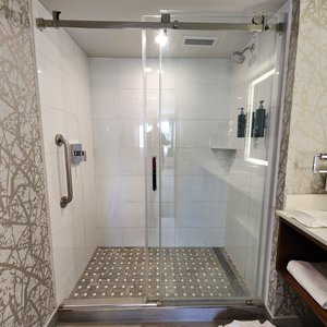 Our suite had a walk-in shower.  I found it a bit weird that the controls for the water were on the opposite side than the showerhead.  I had never seen something like this before, and I definitely would not want it this way at home.