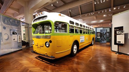 The bus where Rosa Parks was arrested for refusing to give up her seat, fully restored and on display.