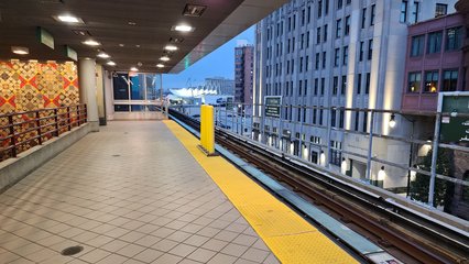 The platform at Fort/Cass station.  Platforms here are relatively short, as the Detroit People Mover is not a large system, and does not run long consists.