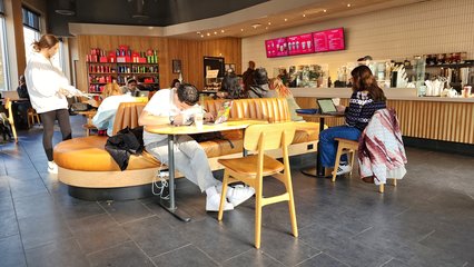 Oh, and here's the inside of the Starbucks.  Overall, it was a pretty generic location, with the most interesting thing about the place's being that turret on the front of the building.