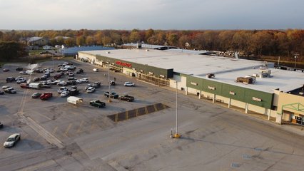 Drone photos of the Menards in Gary.