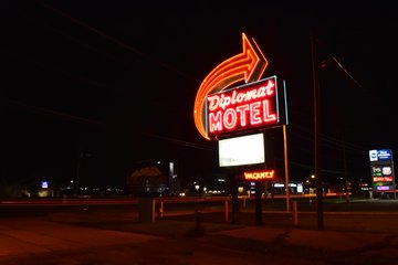 The sign in front of the Diplomat Motel in Elkhart.