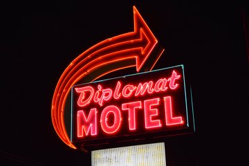 The sign in front of the Diplomat Motel in Elkhart.