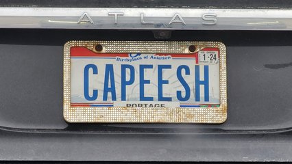 Soon after dropping Elyse off, I spotted this license plate that reads "CAPEESH".  I believe that the correct spelling is "capisce", but the phonetic spelling amused me.