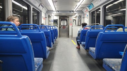 Interior of railcar 199, manufactured by Tokyu.