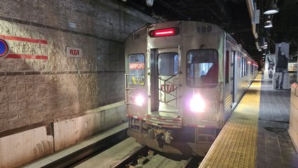 Our train prepares to depart Tower City Center.