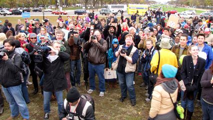 The crowd, assembled at the final rally location.