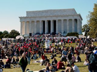 The Lincoln Memorial and the area around it were full of people. While not a million workers by any means (it was estimated that about 10,000 people attended), it was still a good amount there. However, it was definitely not like the stock photo that the organizers used showing the National Mall full all the way up to the Capitol.