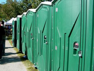 Portable toilets at the Million Worker March