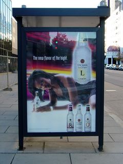 We ran into this ad for Bacardi Silver on the way up to the Infoshop, plastered on the side of a bus shelter. We mused about what the ad was really trying to tell us.