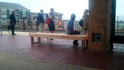 While Metro was doing platform reconstruction at Fort Totten, the regular benches were replaced with these wooden ones.