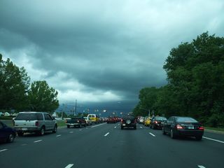 Scary looking clouds on the way to the pool, seen here on Georgia Avenue just south of Norbeck Road.