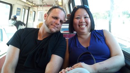 On Saturday of Memorial Day weekend, my cousin Mike and his girlfriend Tara came down from New Jersey, and we spent the day together at the National Zoo. This photo was on the Metro afterwards, where we took CAF 5132 back to Glenmont.