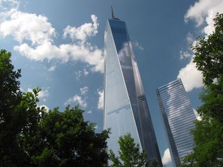 The more distance between us and One World Trade Center, the more the full beauty of the interlocking triangles design became evident.