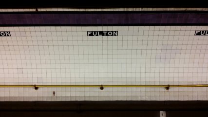 Wall tile on the IND Eighth Avenue Line platform. As I understand it, this is typical Independent Subway styling.