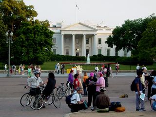 After the event was over and I was preparing to leave, a number of people remained in front of the White House.