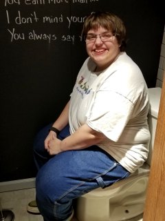 On January 14, we made a trip up to White Marsh, which is a northern suburb of Baltimore.  Here, Elyse sits on a display toilet at IKEA.