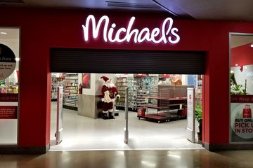 The entrance to the Michaels store at Ellsworth Place in downtown Silver Spring, just before closing.