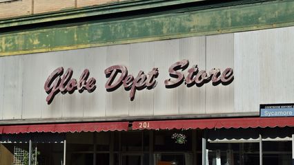 Globe Department Store building, at 201 North Sycamore Street.