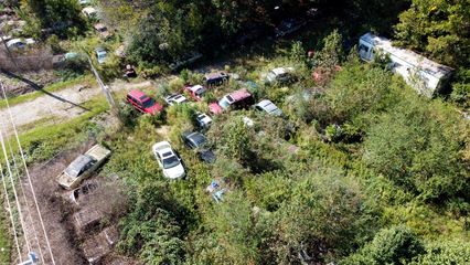 Overhead view of the Collier Motors lot.