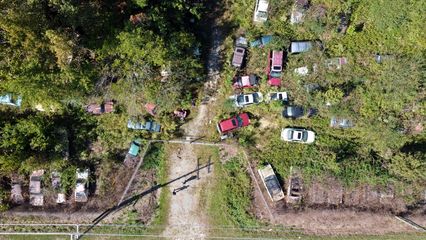 Overhead view of the Collier Motors lot.