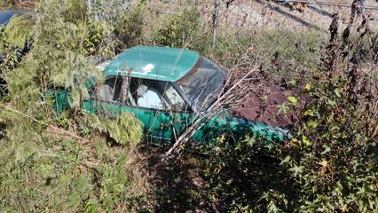 A green Toyota Celica coupe near the street.