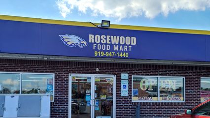 On the way out, we spotted a sign at the nearby Rosewood Food Mart, which carried the mascot for the local school sports team, the Rosewood High School Eagles.  The school uses a logo identical to that of the Philadelphia Eagles, in purple rather than green.