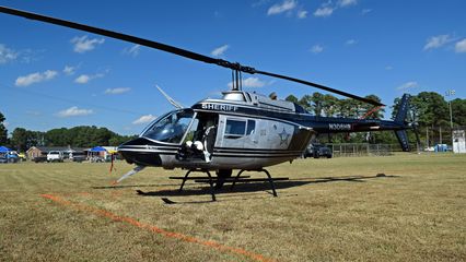 N306HB, a Bell OH-58A Kiowa helicopter, formerly owned by the US Army during the Vietnam era, now in service for the Wayne County Sheriff's Office.