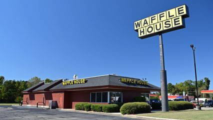 The Waffle House in Kinston, housed in a 1980s-era Burger King building.